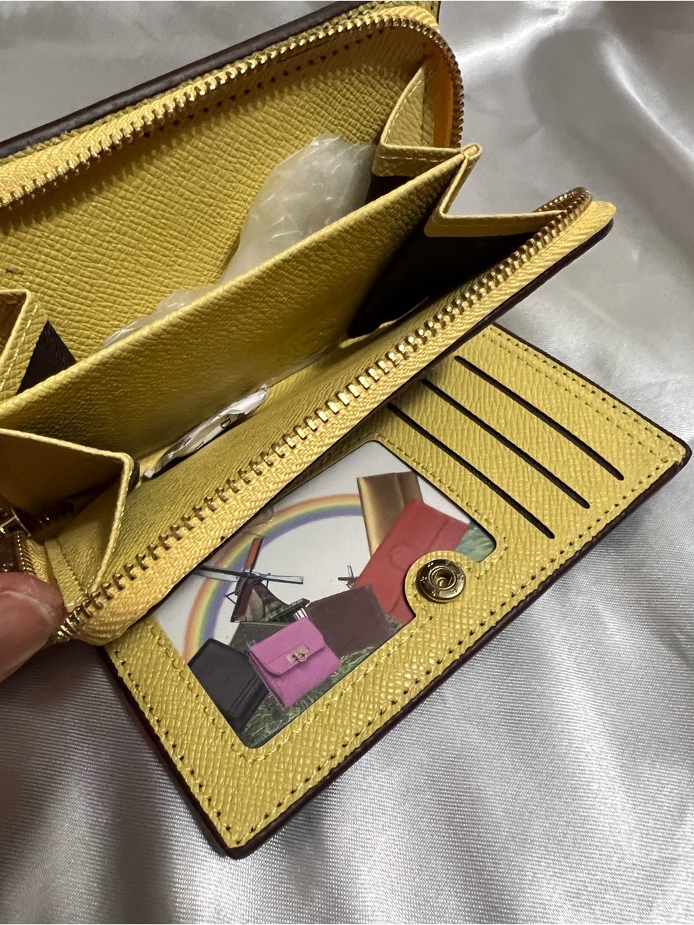 Monogram Zip Pouch in Brown and Yellow - Picture 3 of 5